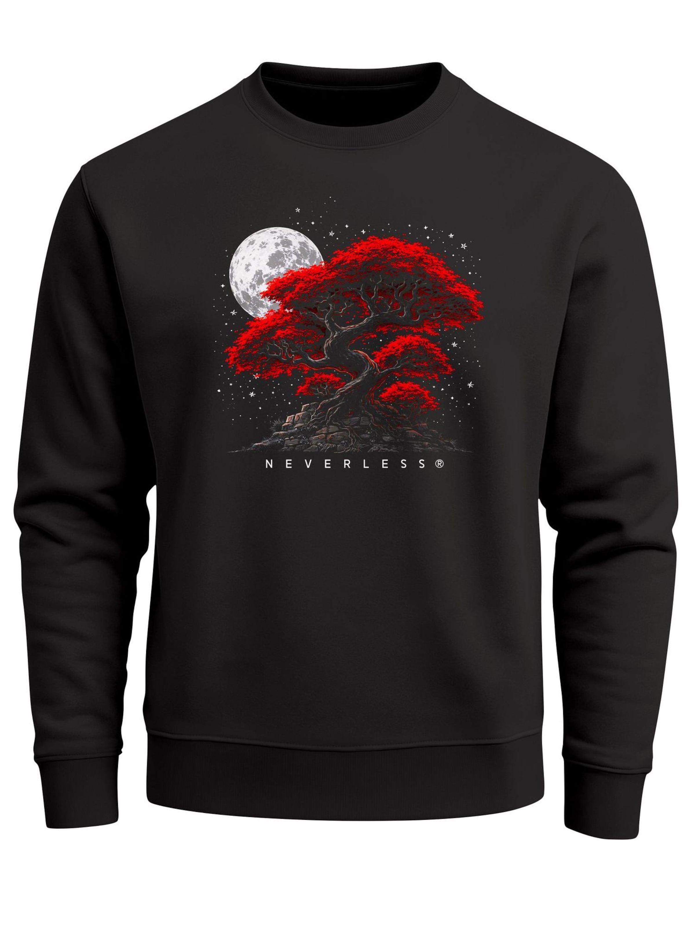 Neverless Sweatshirt 'Bonsai Tree' in Black: front