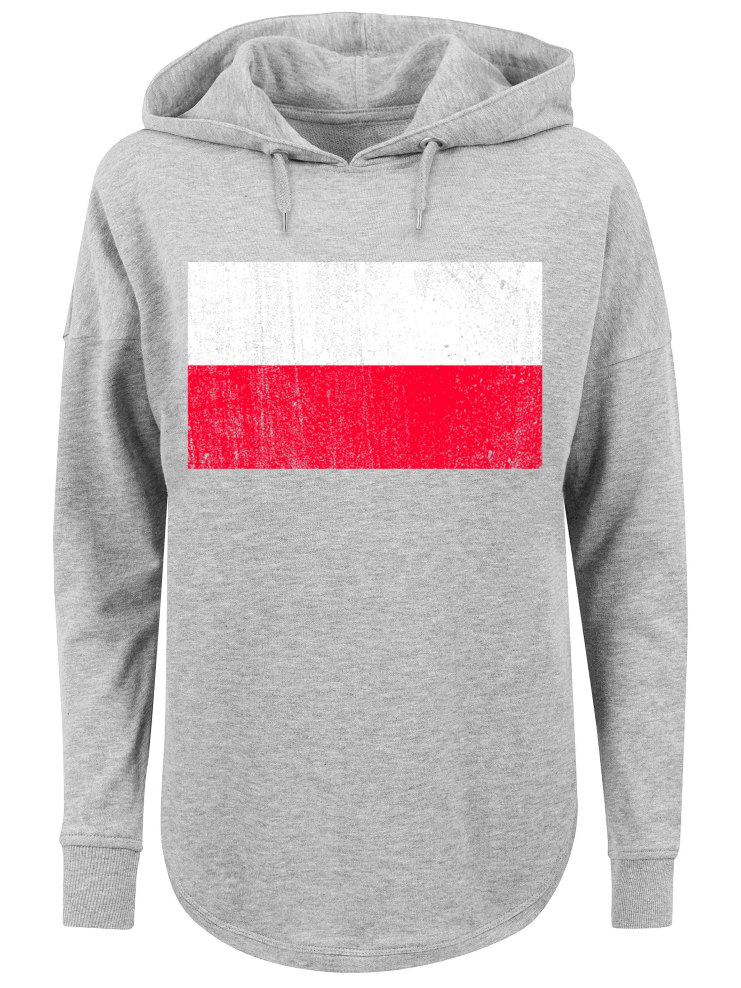 F4NT4STIC Sweatshirt 'Poland Polen Flagge distressed' in Grijs: voorkant