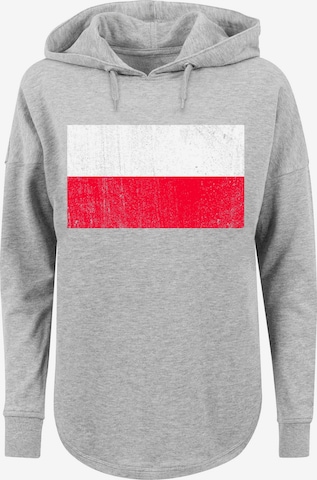 F4NT4STIC Sweatshirt 'Poland Polen Flagge distressed' in Grijs: voorkant