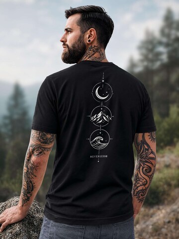Neverless Shirt 'Berg Mond Welle' in Black