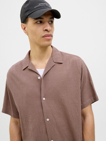 JACK & JONES Comfort fit Button Up Shirt 'JORLuke' in Brown