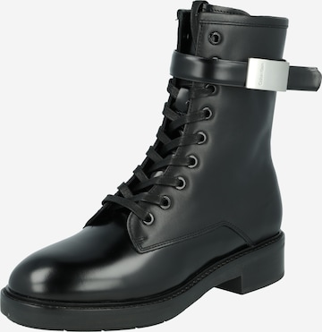 Calvin Klein Lace-Up Ankle Boots 'Combat' in Black: front