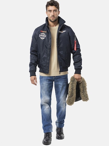 CIPO & BAXX Winterjacke 'CM229 ', Bomberjacke, Kapuze mit Kunstfellbesatz in Blau