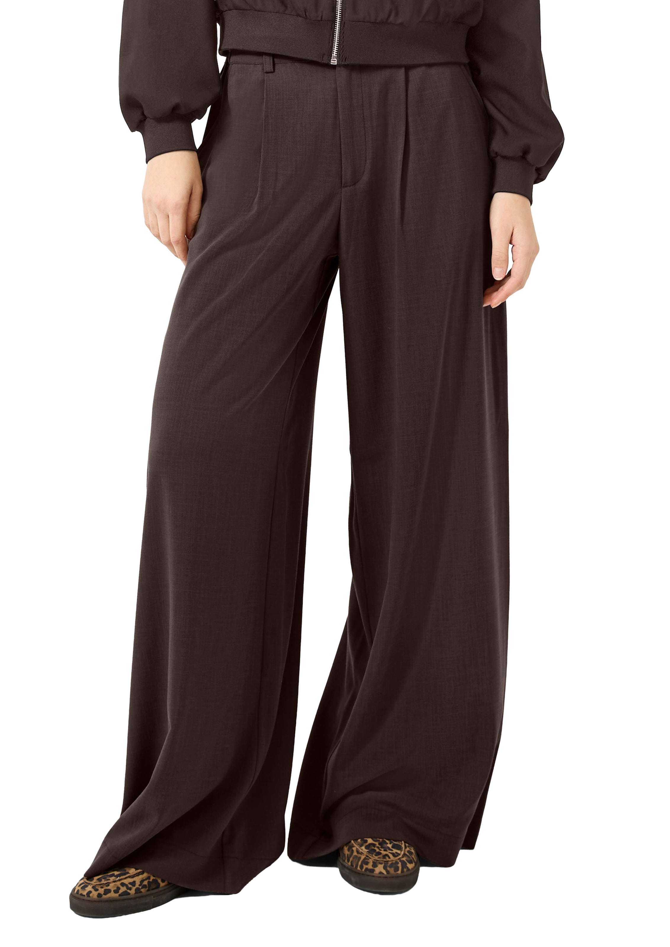 QS Wide Leg Hose in Braun: Vorderseite