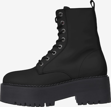 Tommy Jeans Lace-Up Ankle Boots in Black: front