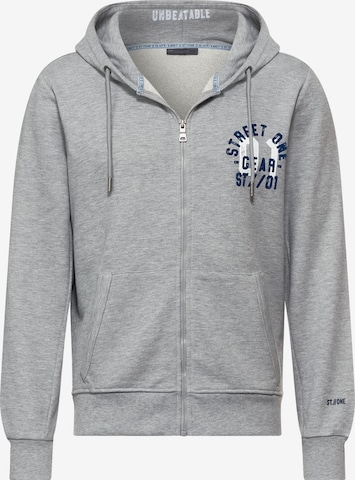 Street One MEN Zip-Up Hoodie in Grey: front