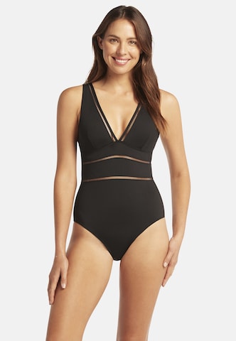 SEA LEVEL Triangel Badeanzug 'Essentials Edit' in Schwarz: Vorderseite