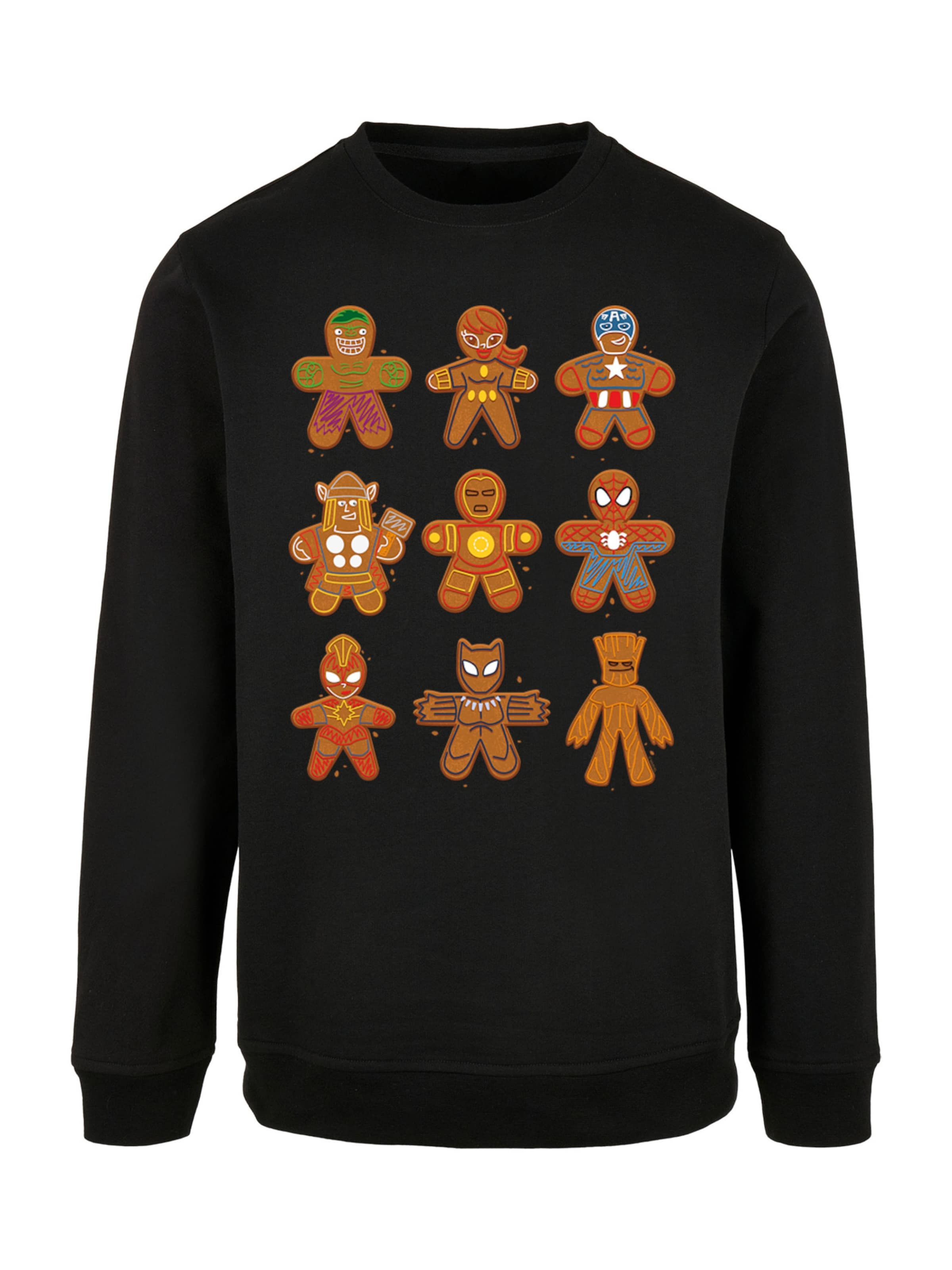 F4NT4STIC Sweatshirt 'Marvel Universe Christmas Gingerbread Avengers' in Black: front