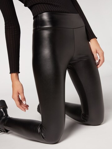 CALZEDONIA Skinny Leggings 'thermo' in Schwarz