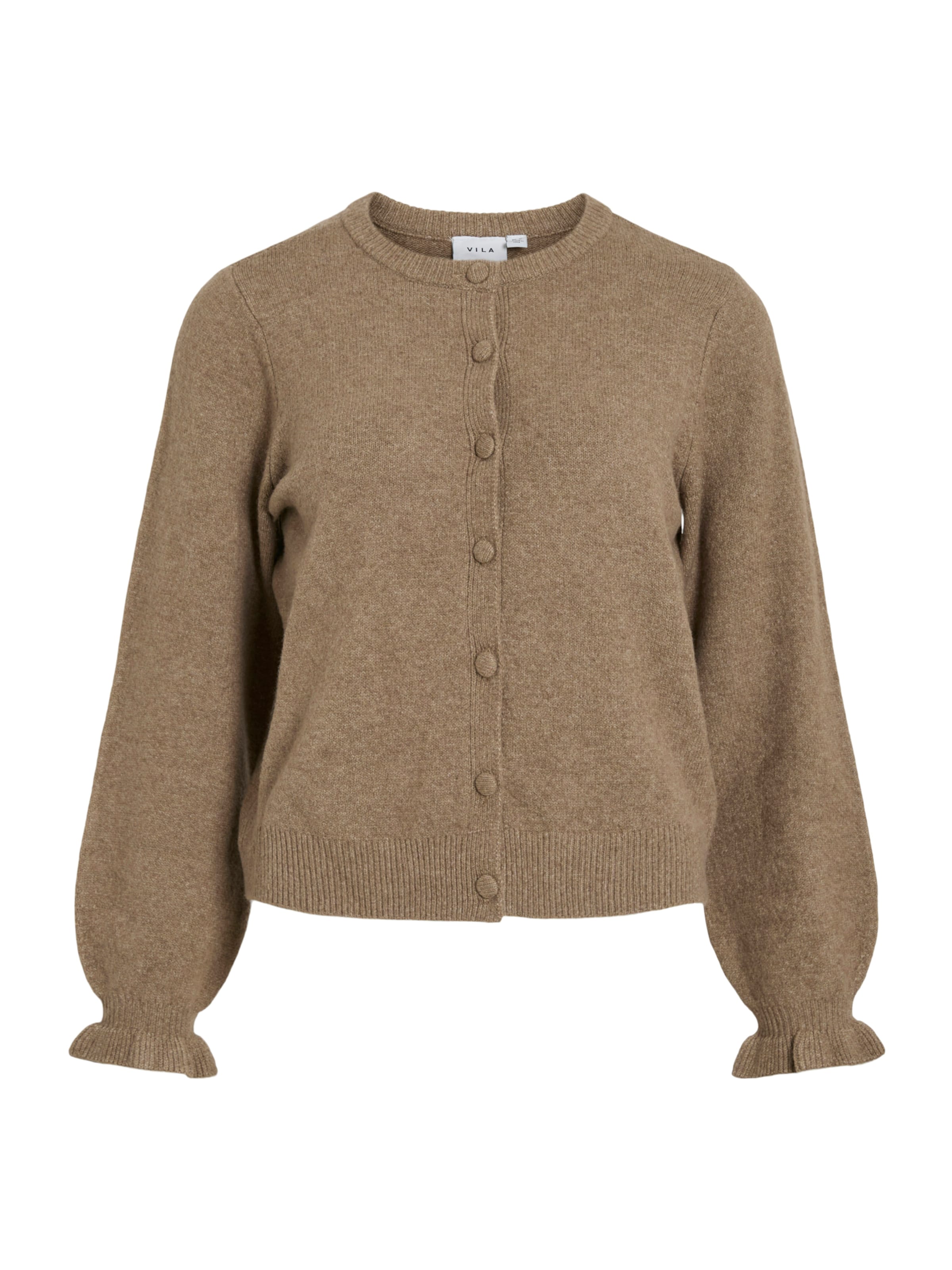 VILA Knit Cardigan 'VIAMARA' in Brown: front