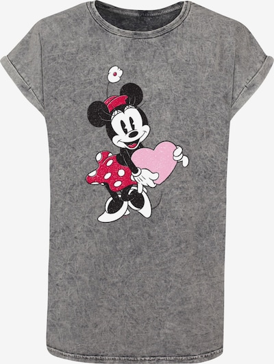 ABSOLUTE CULT T-Shirt 'Minnie Mouse - Love Heart' in graumeliert / cranberry / schwarz / weiß, Produktansicht