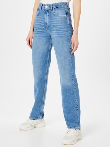 Loosefit Jeans de la Gina Tricot pe albastru: față