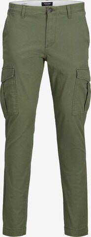 Coupe slim Pantalon 'Marco' Jack & Jones Junior en vert : devant