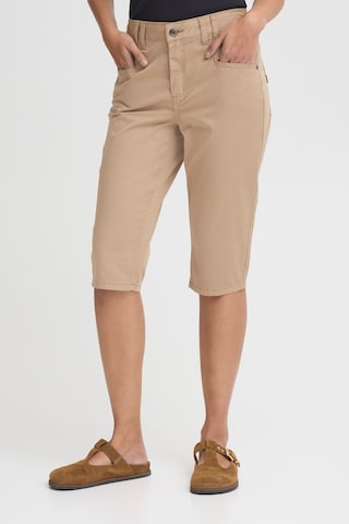 Pulz Regular Broek 'PZEVELYN' in Beige: voorkant