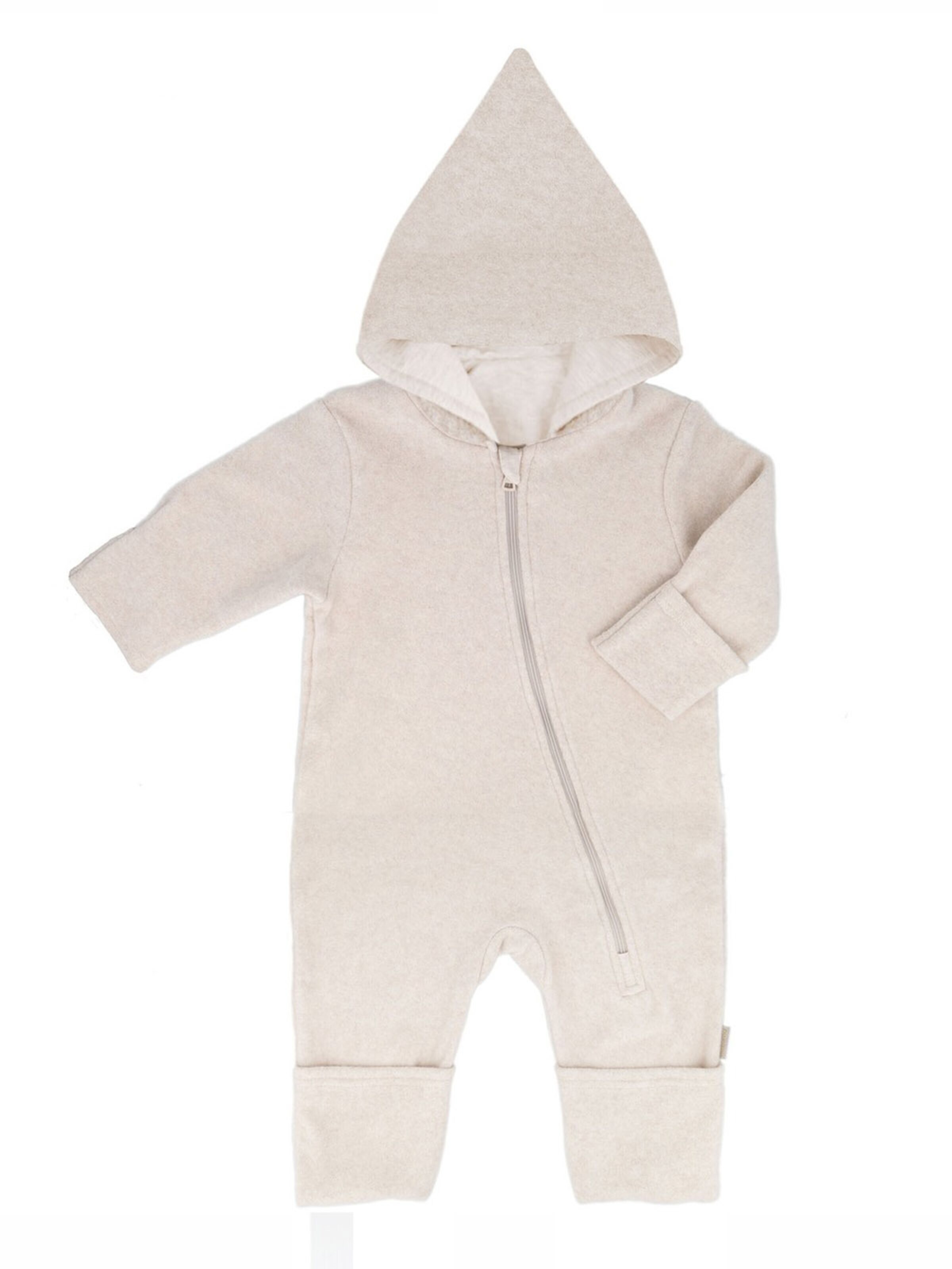 MAXIMO Dungarees 'GOTS BABY-Overall, Baumwollfleece, Reißverschluss, Jerseyfutter' in Beige: front