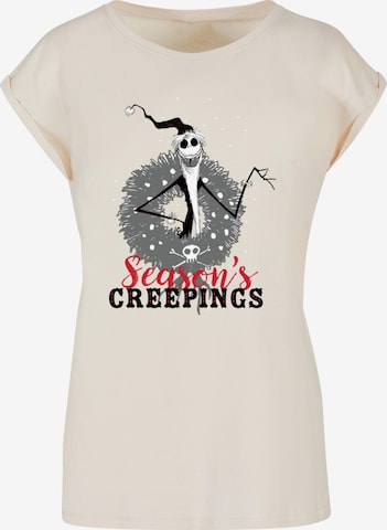 ABSOLUTE CULT Shirt 'The Nightmare Before Christmas - Seasons Creepings Wreath' in Beige: voorkant
