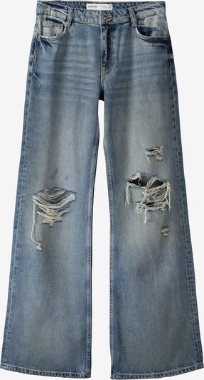 Jeans Bershka pe albastru denim, Vizualizare produs