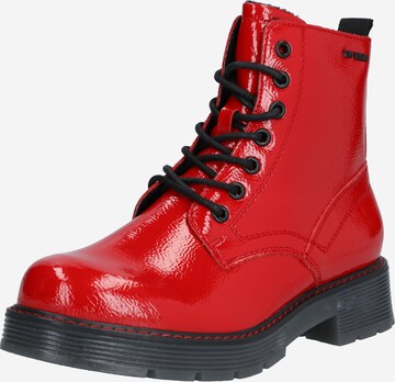 TOM TAILOR Lace-Up Ankle Boots in Red: front