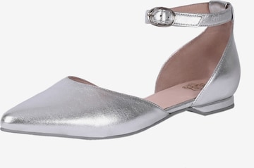 Apple of Eden Ballet Flats with Strap 'BRUNA' in Silver: front