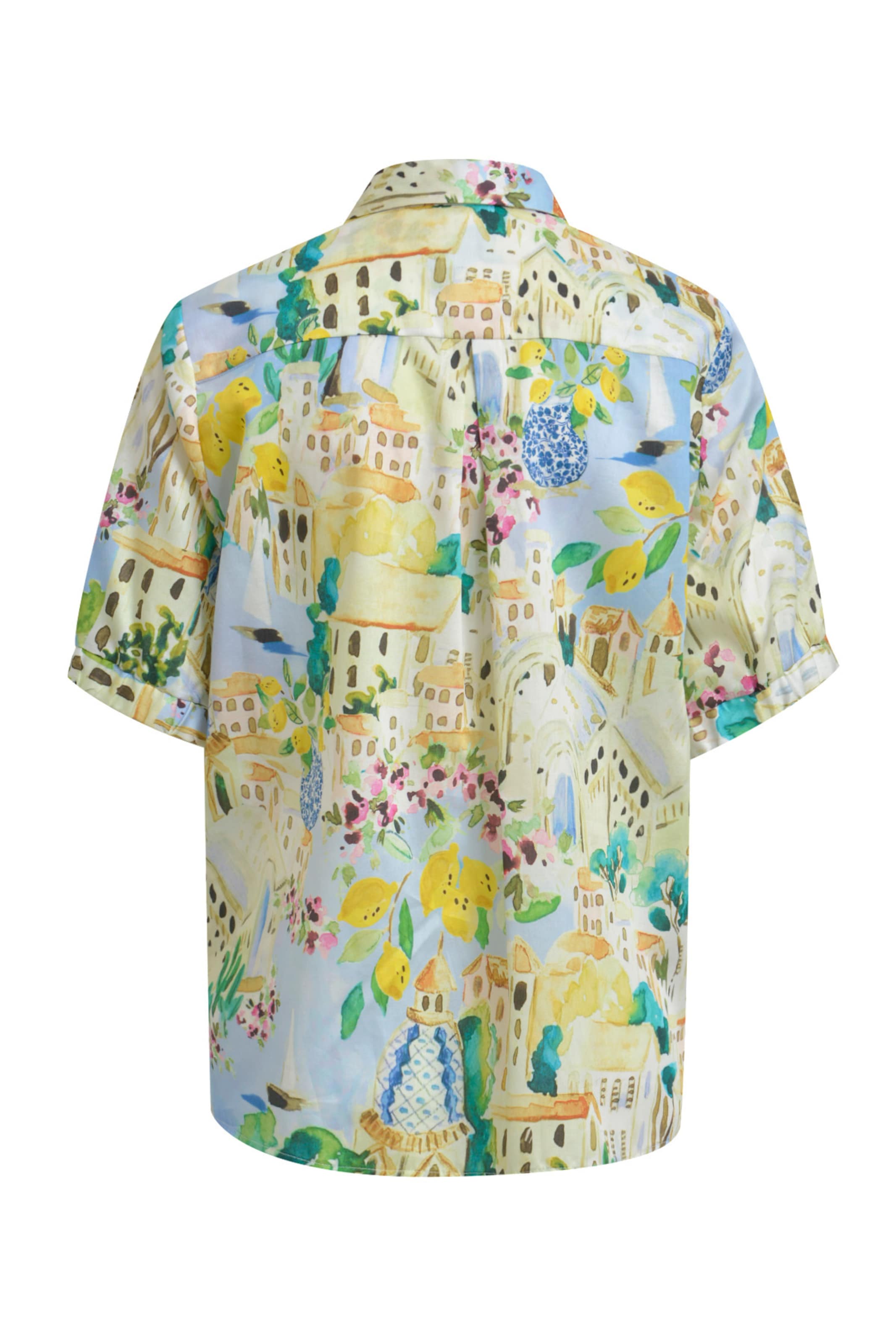 Milano Italy Bluse Kurzarm mit Dolce Vita Print in Blau