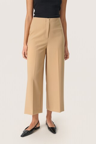 SOAKED IN LUXURY Wide Leg Hose in Beige: Vorderseite