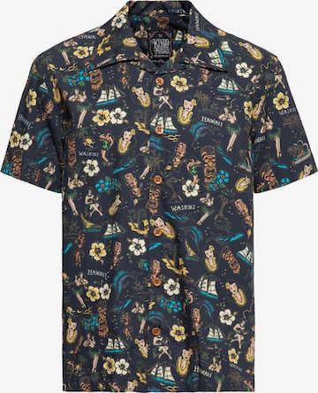 King Kerosin Regular fit Button Up Shirt in Black: front