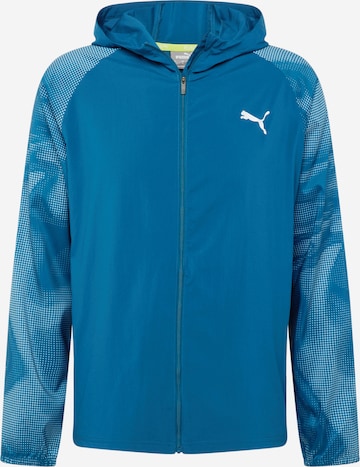 PUMASportska jakna 'RUN FAVORITE AOP' - plava boja: prednji dio