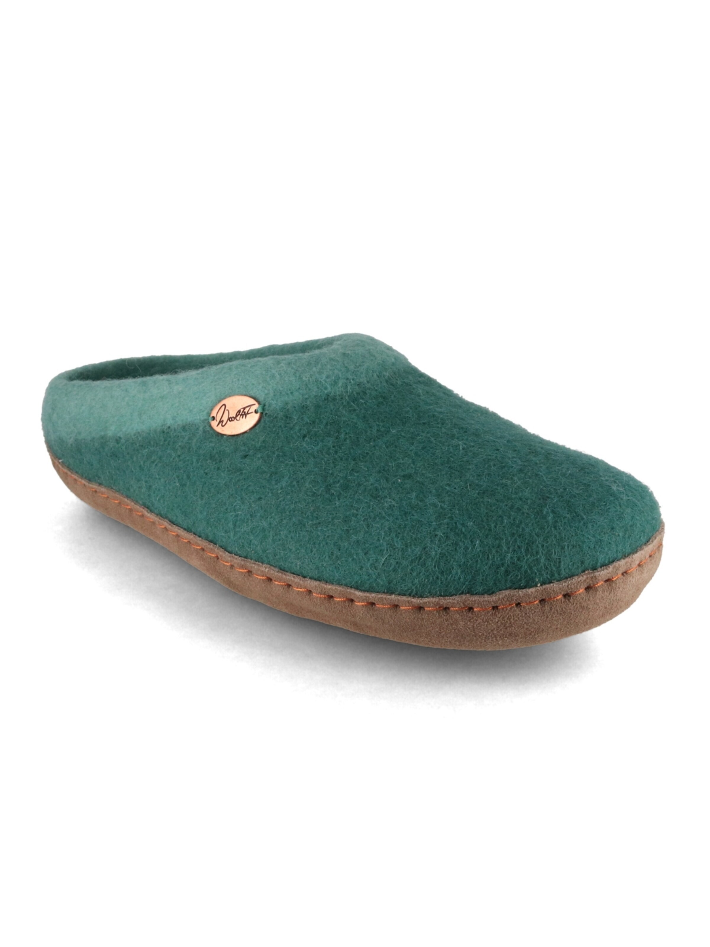 WoolFit Hausschuh 'Sherpa'‌‌‌‌‌ in Grün: Vorderseite
