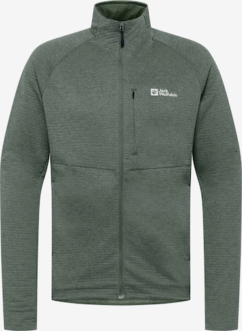 JACK WOLFSKIN Athletic fleece jacket 'Taiga' in Green: front