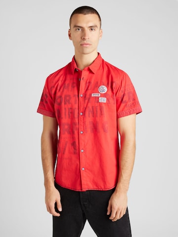 CAMP DAVID Regular fit Button Up Shirt in Red: front