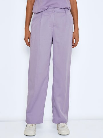 Noisy may Boot cut Pleat-Front Pants 'Almond' in Purple: front