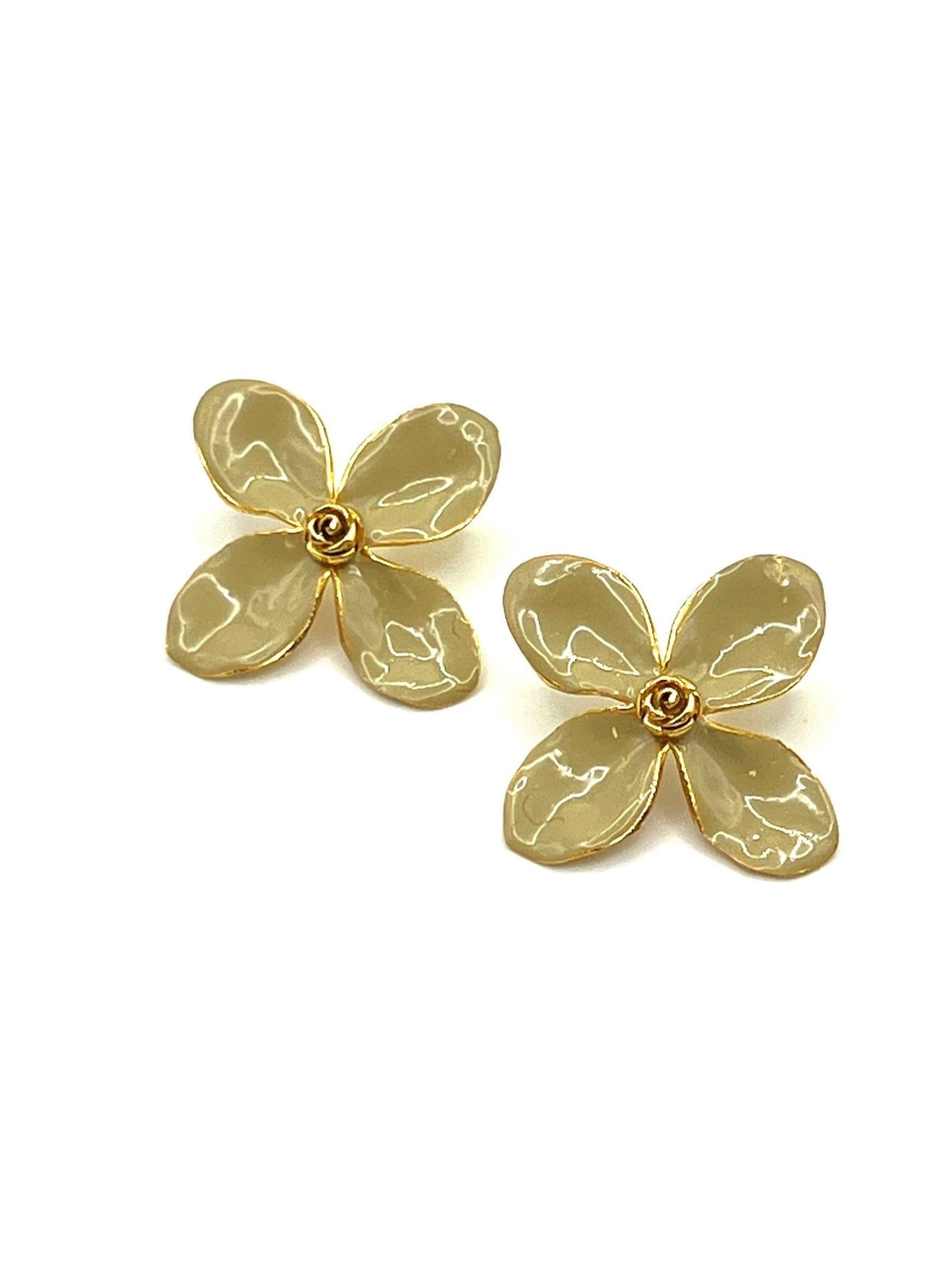 Boucles d'oreilles 'Floral Elegance' Les Reines en or : devant