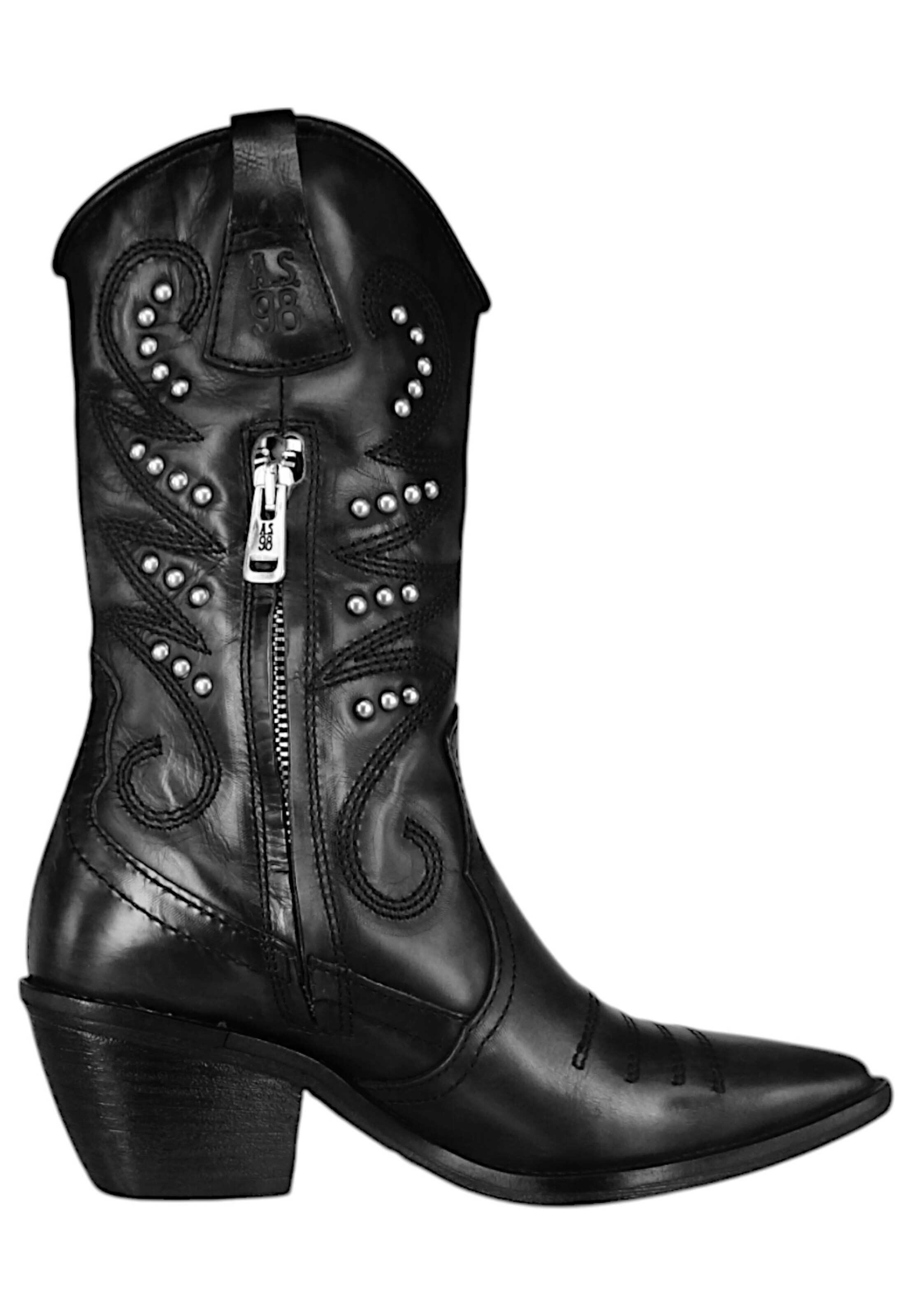 A.S.98 Cowboylaarzen 'Country Western' in Zwart