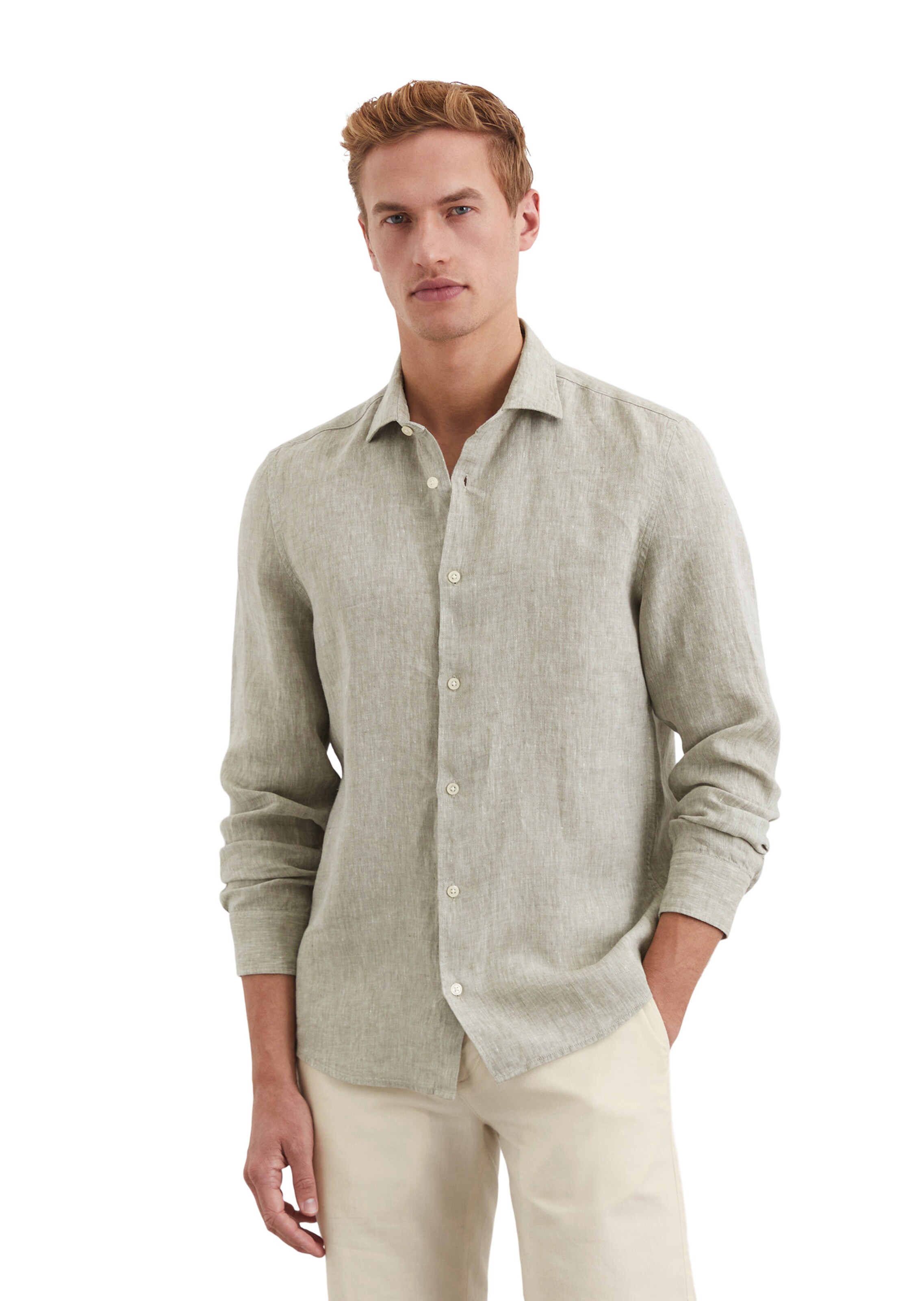 Marc O'Polo Regular Fit Hemd in Beige: Vorderseite