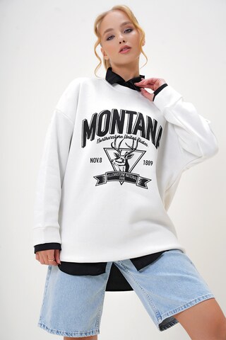 Sweat-shirt Trend Alaçatı Stili en blanc : devant