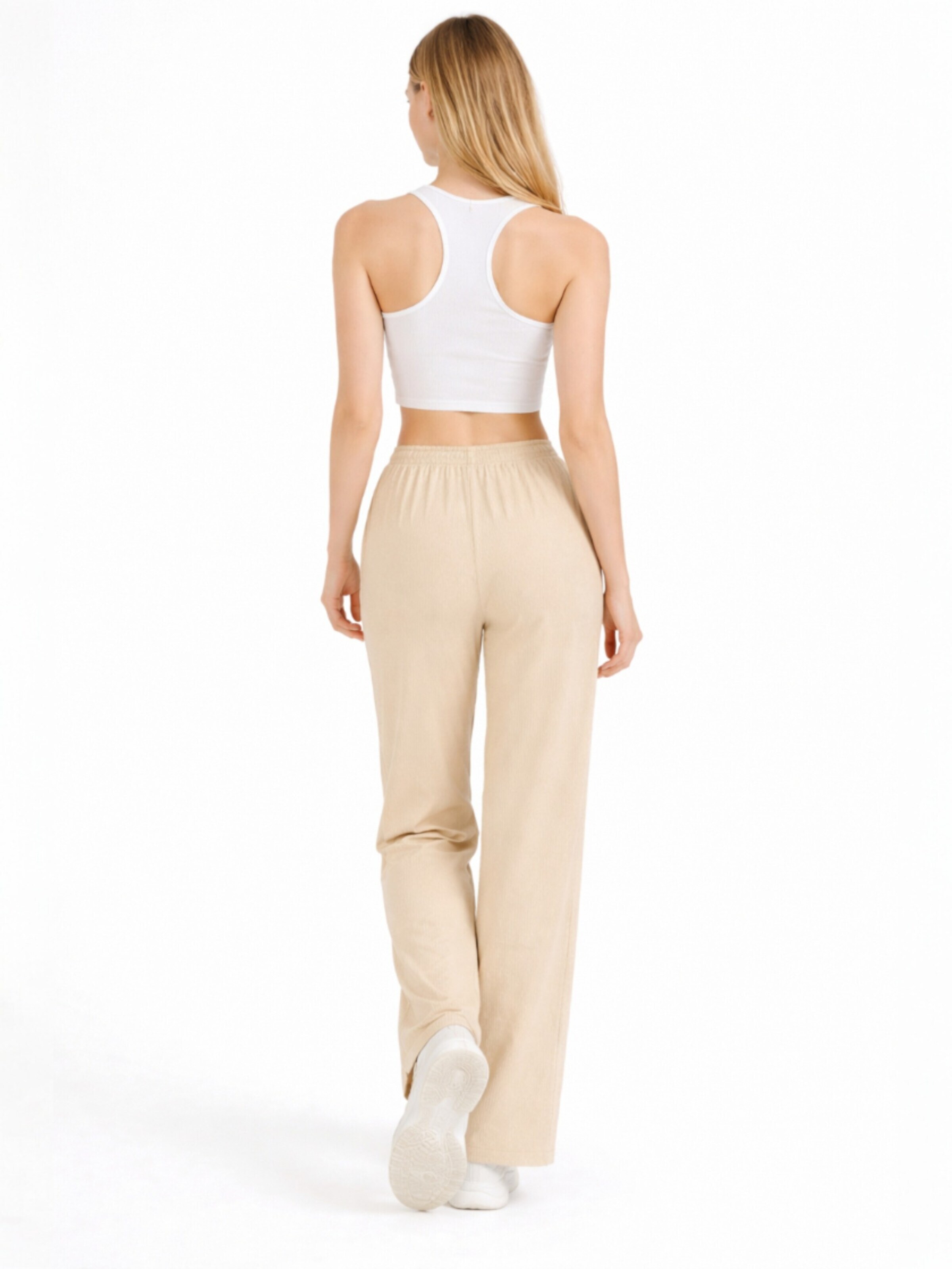 Wide Leg Pantalon 'FLORYN – Palazzohose Crinkle' fashionshowcase en beige