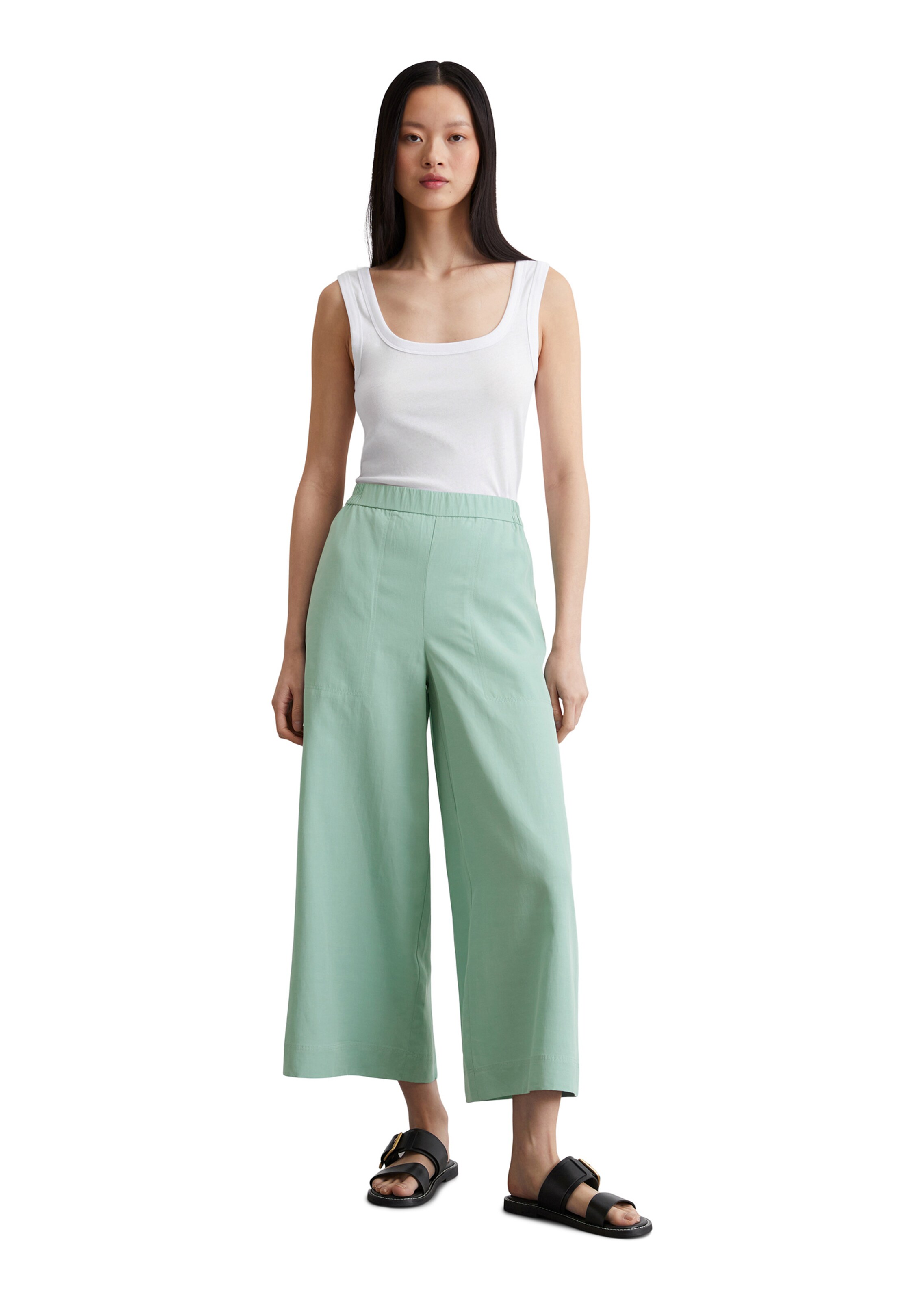Marc O'Polo Wide leg Broek in Groen