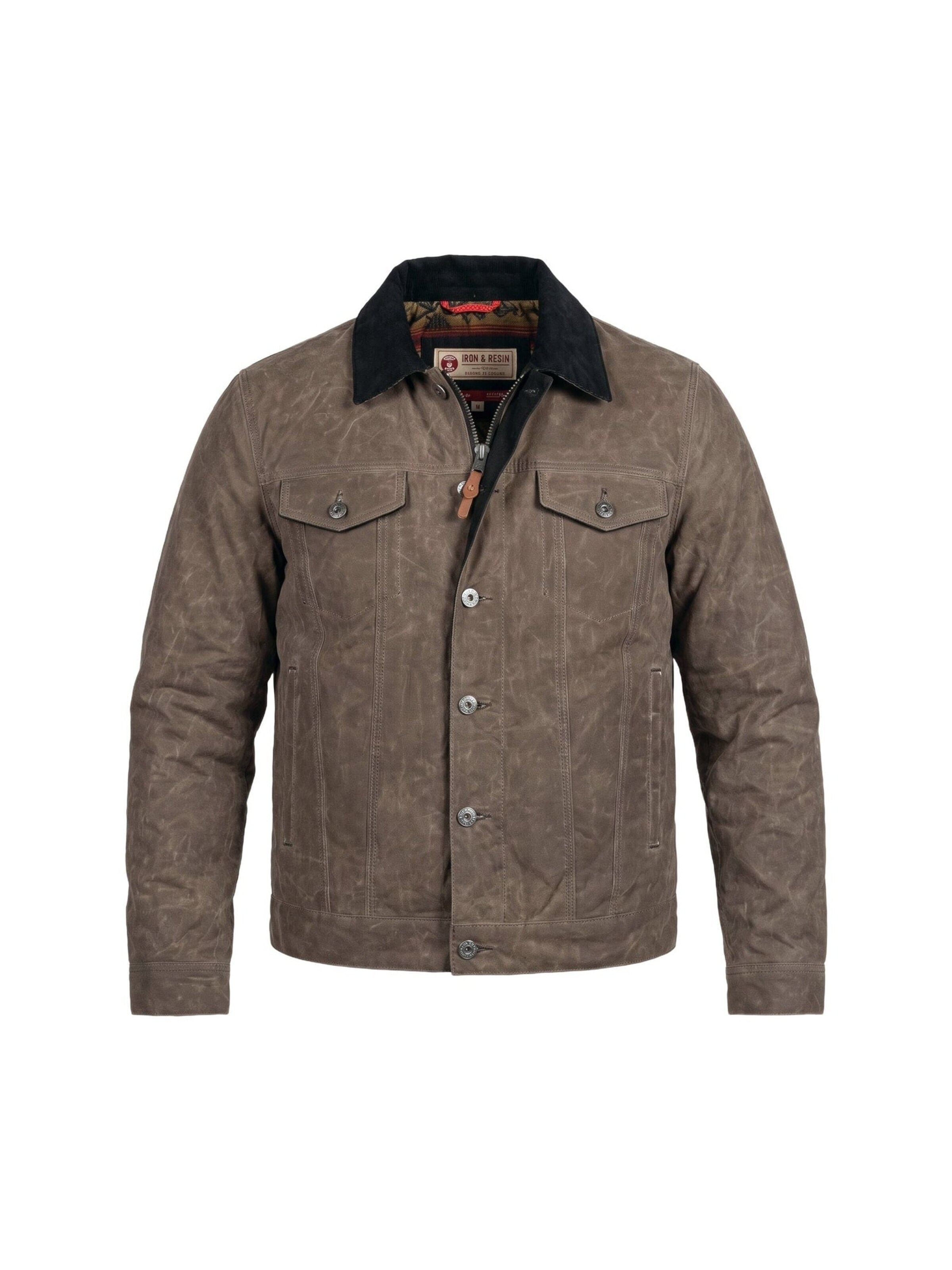 Iron and Resin Between-Season Jacket in Brown: front