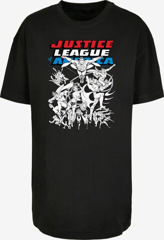 F4NT4STIC Oversized shirt 'Justice League Mono Action Pose' in Zwart: voorkant