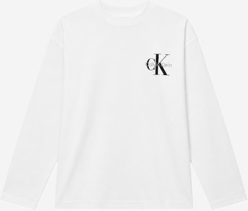 T-Shirt 'CALVIN KLEIN JEANS kids SMALL CHEST MONOLOGO LS T-SHIRT T-SHIRT' Calvin Klein Kids en blanc : devant