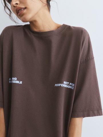 Pull&Bear Свободна дамска риза в кафяво