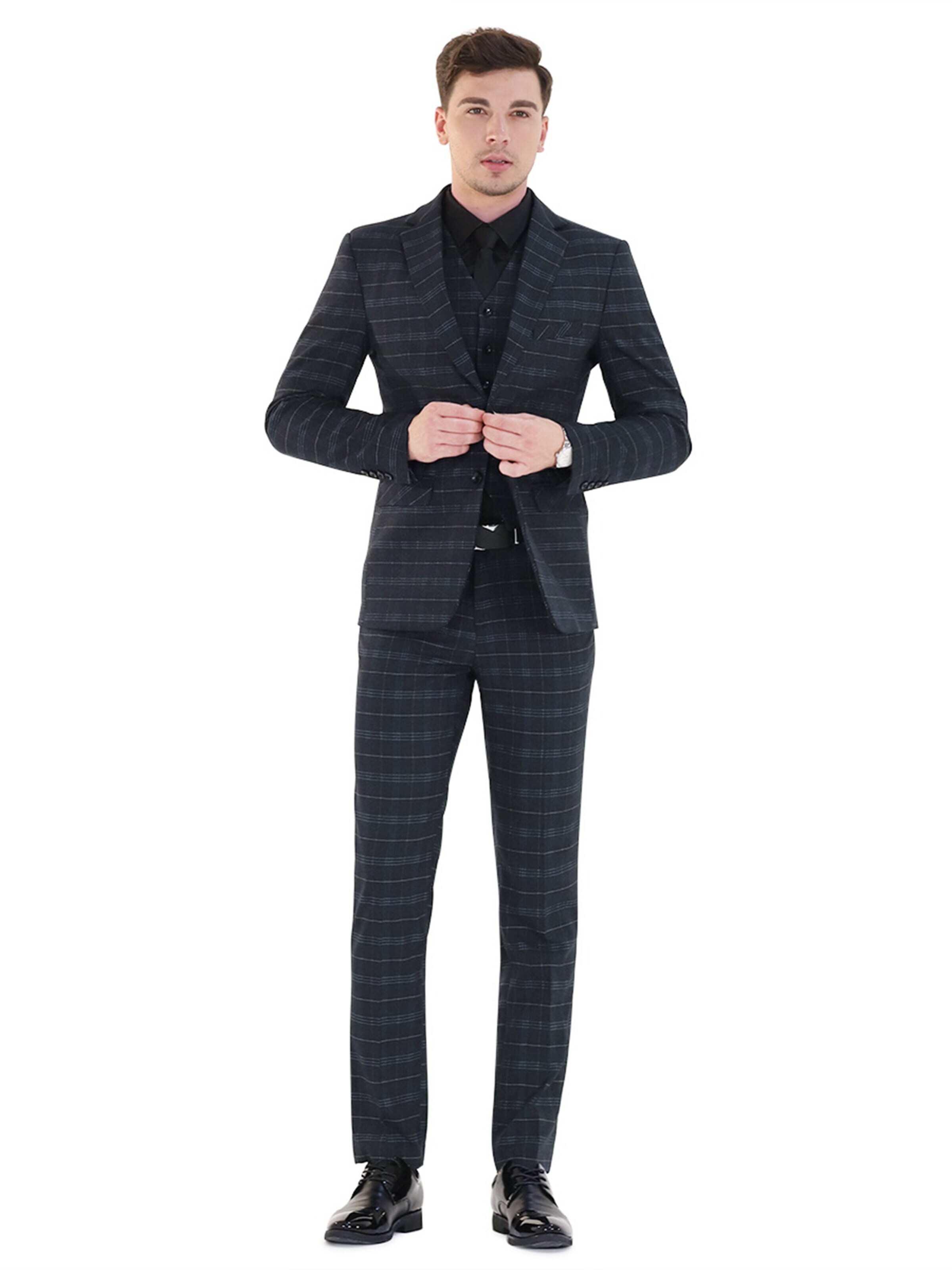 YOUTHUP Slim fit Suit in Black: front