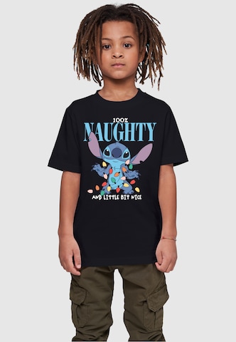 ABSOLUTE CULT Shirt 'Lilo And Stitch - Naughty And Nice' in Zwart: voorkant