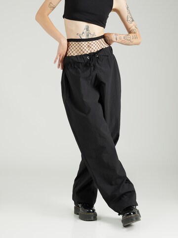 Nasty Gal Wide leg Παντελόνι σε μαύρο: μπροστά