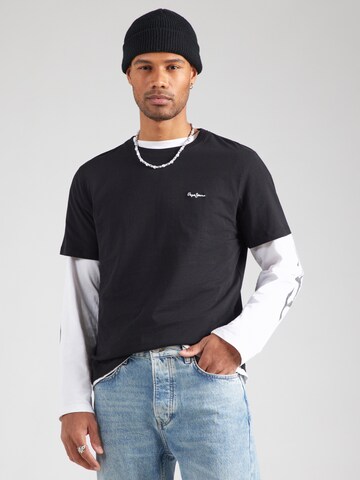 Pepe Jeans - Camiseta 'CONTRAST CONNOR' en negro: frente