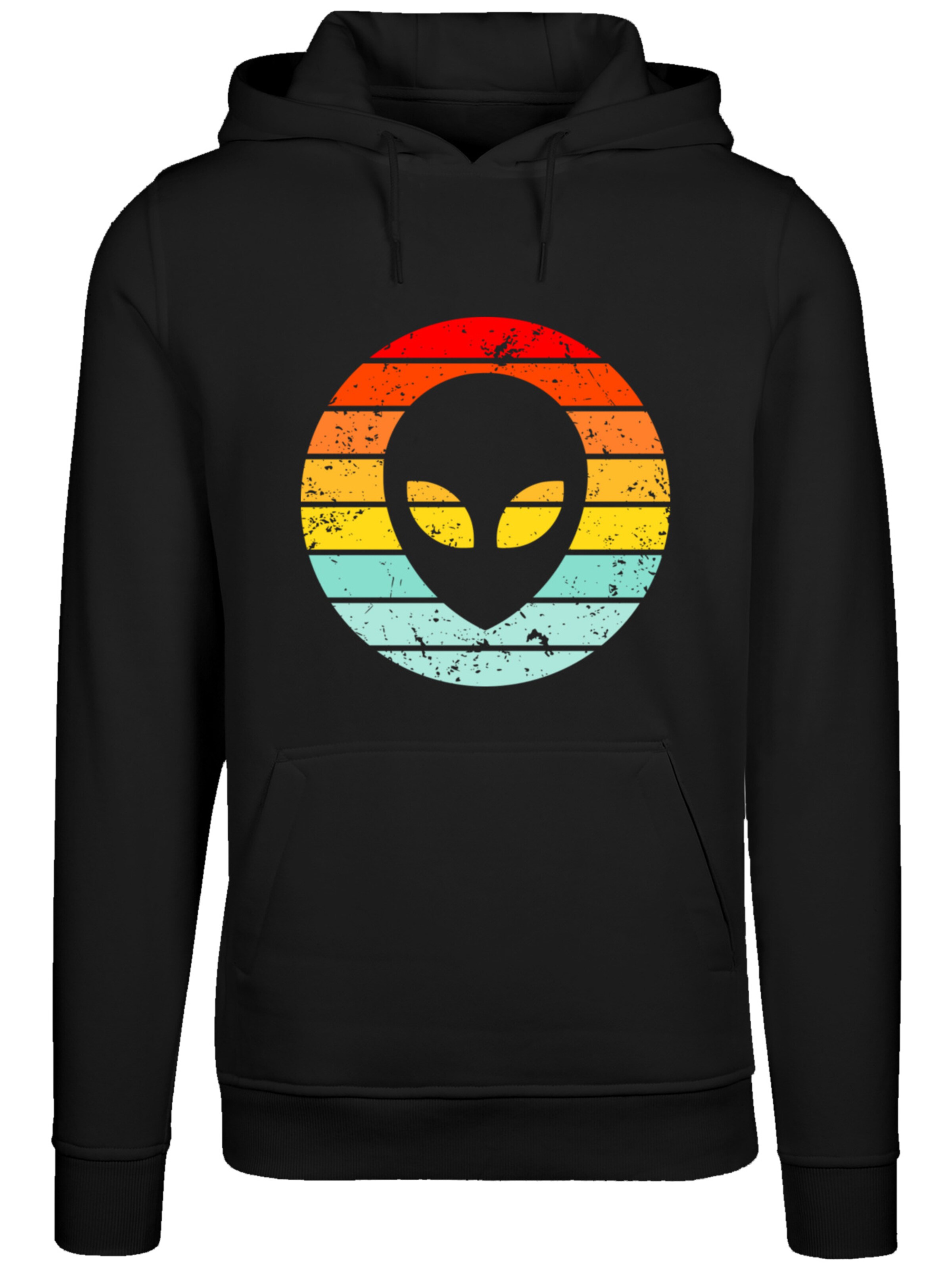F4NT4STIC Sweatshirt 'Alien Head Retro Sunset Cutout' in Black: front