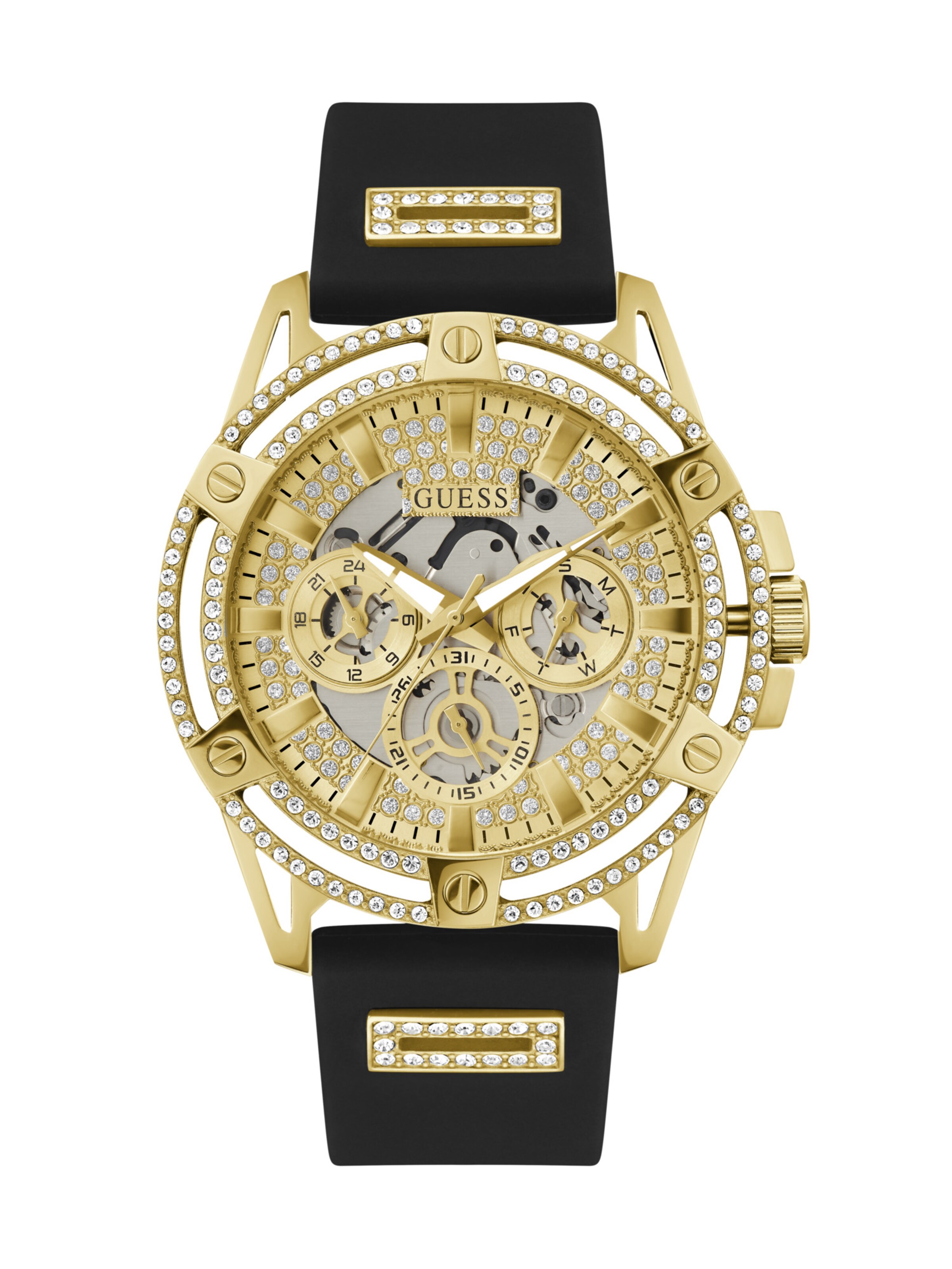 GUESS Analoog horloge 'King' in Zwart: voorkant