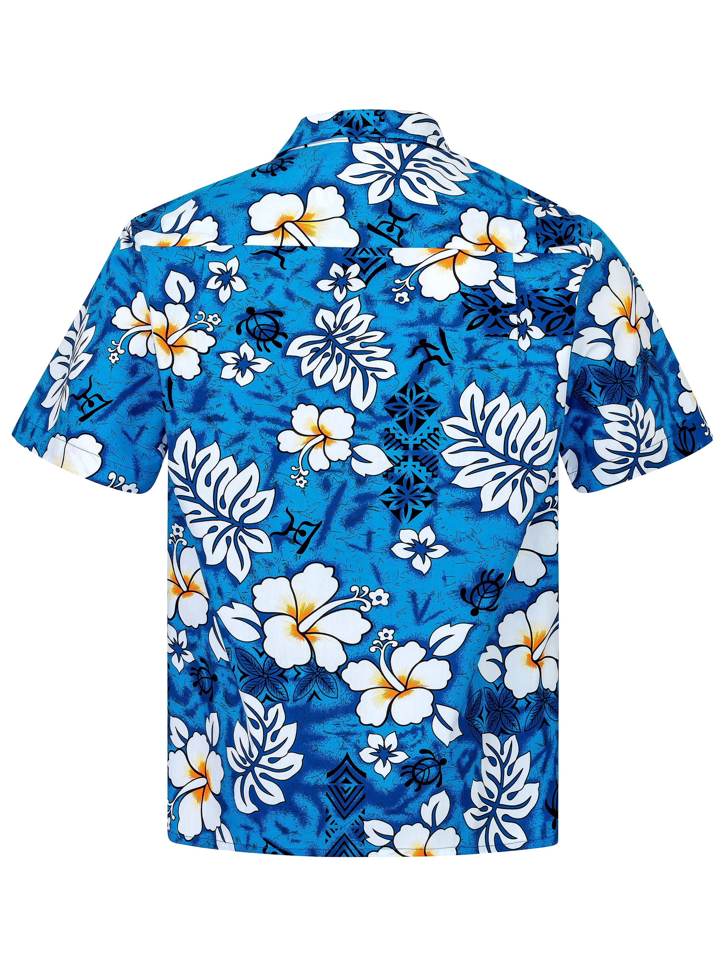 Hawaiihemdshop.de Regular fit Button Up Shirt 'Hawaiihemd "Classic Flowers (blue)"' in Blue