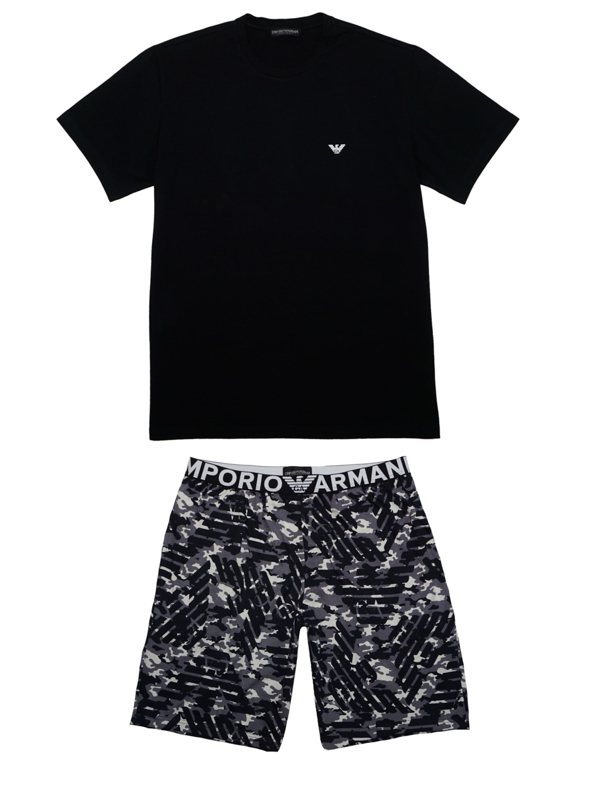 Emporio Armani Pyjama kort in Zwart: voorkant