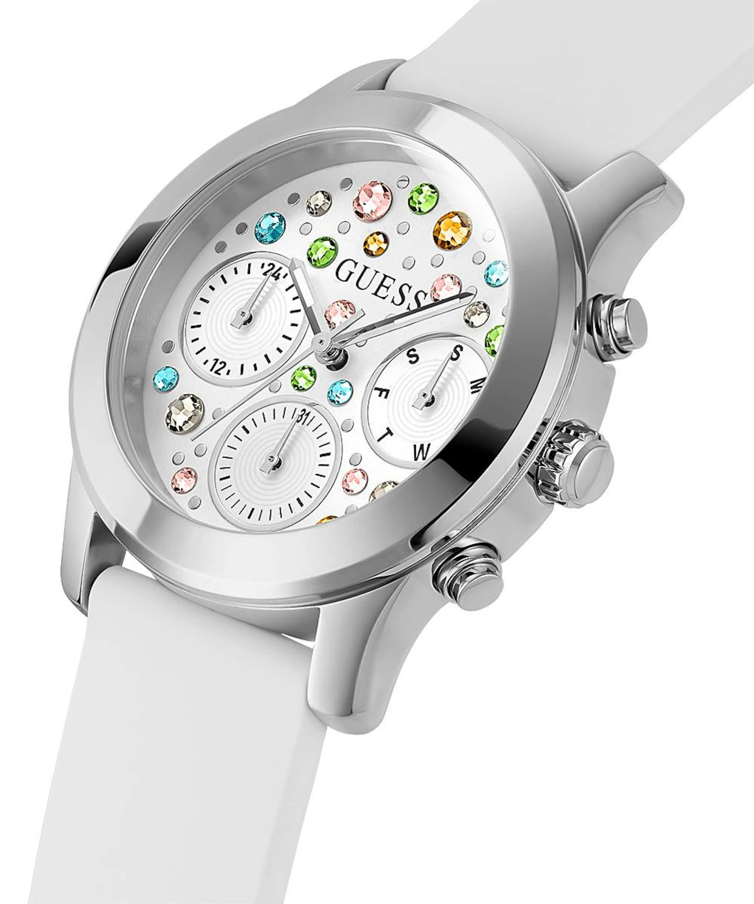 Montre à affichage analogique GUESS en blanc